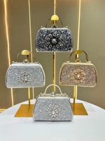 Sac de soirée métallique Miss Unique avec sertissage de diamants, pochette rigide scintillante pour femme avec strass, sac à main de banquet, pochette de bal