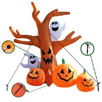 Arbre mort gonflable d'Halloween de 8 pieds avec citrouilles fantômes et lumières LED Décoration de cour hantée extérieure Grand décor d'Halloween extérieur