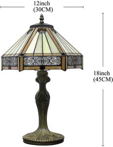 Bàn Cạnh Giường Hình Lục Giác Màu Vàng Kính Màu Sứ Mệnh Phong Cách Đọc Sách Đèn Bàn 18 "Cao Tình Nhân Phòng Ngủ Tiffany Đèn - Product Image 4