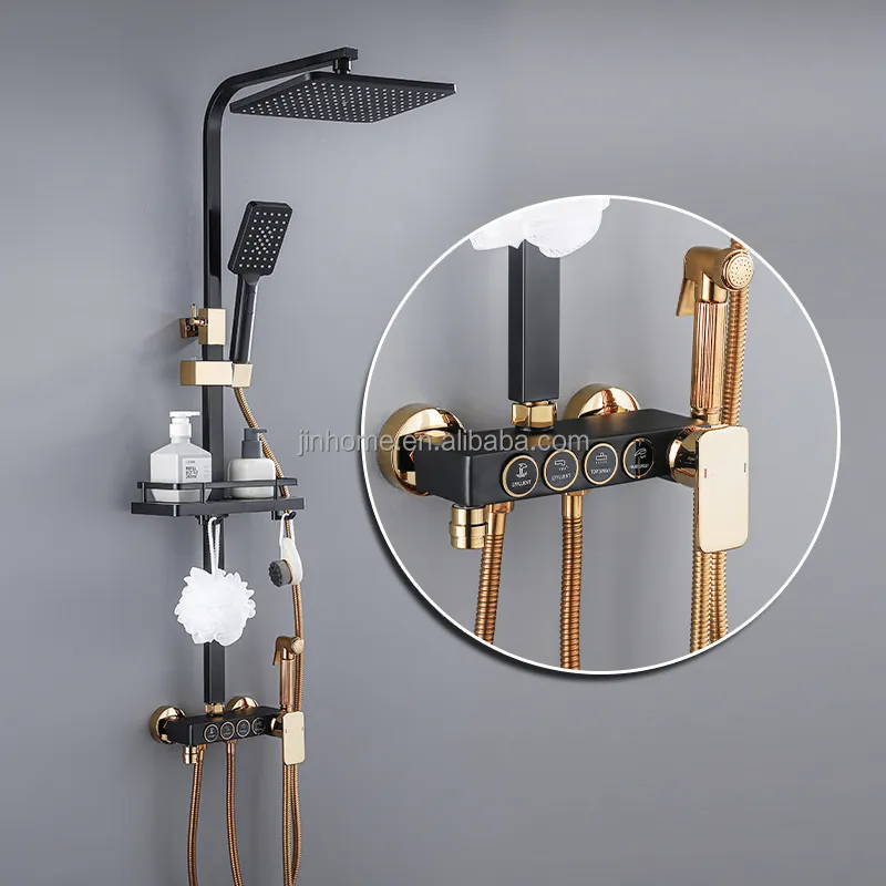 High Quality With 5 Years Warranty Shower Set Brass 4 Functions Shower System Wall Mounted Bathroom Shower Faucet