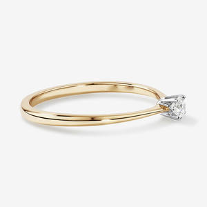 Anillos de Compromiso Solitario de Diamante Redondo en Oro de 14K con Banda de Diamantes Redondos, Anillos de Diseñador de Moda Personalizados para Chicas - Product Image 3