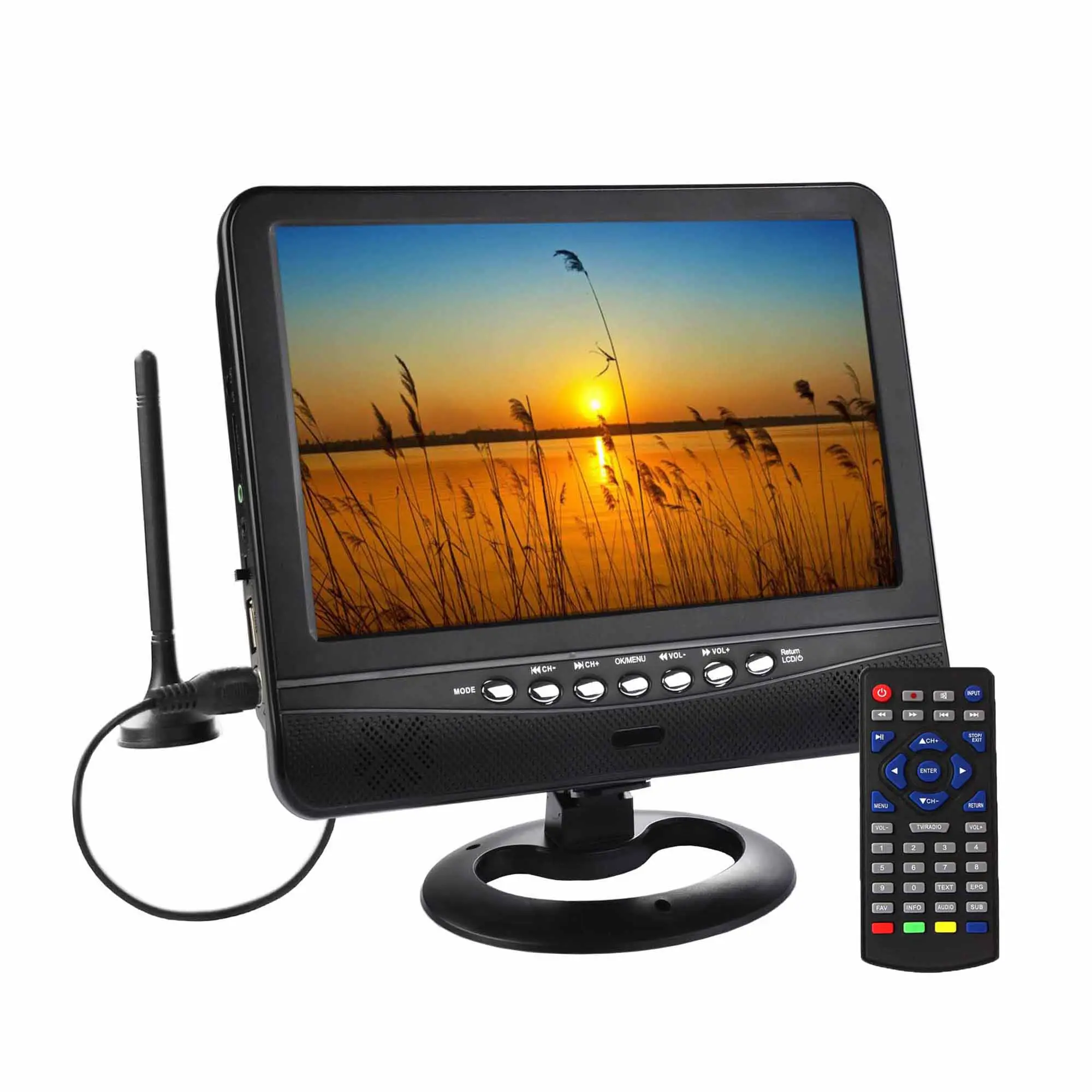 Mini TV de 9,5 pulgadas, portátil, digital, ATSC/2. 2/1, compatible con tarjeta SD, batería USB, TV portátil