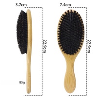 Brosse à cheveux ovale en bambou avec coussin d'air, poils de sanglier naturels et picots en nylon, pour usage domestique, brosse à cheveux personnalisée en bambou