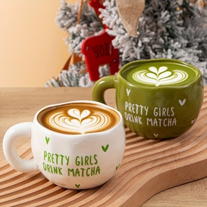 Caneca de Café Cerâmica Verde e Branca com Coração, 230ml/7.8oz, Irregular, Fofa, Artesanal, Acabamento Fosco, para Latte, Macchiato, Leite e Suco - Product Image 6