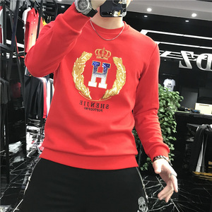 <span class=keywords><strong>Felpa</strong></span> da Uomo Firmata di Alta Qualità Autunnale di <span class=keywords><strong>Tendenza</strong></span> con Strass a Caldo Maglione Girocollo Personalizzato - Product Image 1