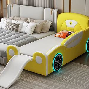 Meubles de chambre à coucher de luxe JINS, lit de voiture pour enfants, lit de course automobile pour enfants avec lumière LED et musique, ensemble de meubles de chambre à coucher pour garçons - Product Image 1
