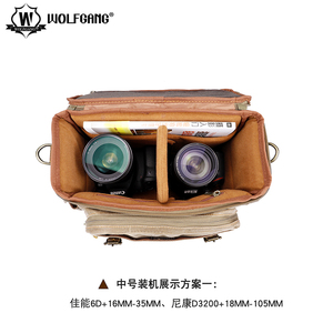 WOLFGANG/Wolfgang grande deserto Wanderer DF030 pelle bovina Batik tela fotografia borsa morbida custodia protettiva per fotocamera zaino - Product Image 2