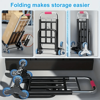 Chariot à main pliable robuste avec roues pour monter les escaliers, chariot pliable portable pour le déménagement, les voyages, les courses et l'utilisation au bureau