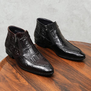 Bottines Chelsea en cuir décontractées rétro personnalisées pour hommes, bout pointu, tendance, légères pour l'hiver - Product Image 4
