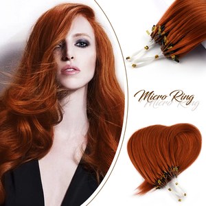 K.SWIGS 350# Copper Red <b>Micro</b> Ring Remy Human Hair Extensions Cuticle Aligned Durable Gentle Reusable Professional Natural Hair - Product Image 1