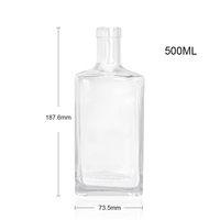 Botol Kaca Berkualitas Tinggi Brilliance untuk Vodka Whisky Tequila Brandy Diffuser 500ml Ramah Lingkungan dengan Penyimpanan Gabus Berukir