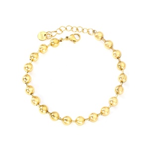 European American Style Jewelry Elegant Classic <b>Bead</b> <b>Bracelet</b> 18K Gold Plated Geometric Stainless Steel <b>Bracelet</b> for Women - Product Image 1