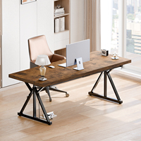 Bureau debout électrique 70,8 pouces en bois rustique, réglable en hauteur avec ports USB, cadre en métal noir pour bureau à domicile