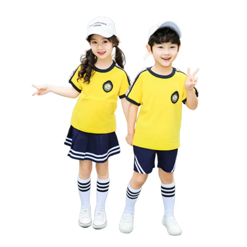 De lindo de los niños de la escuela diseño uniforme niños deportes uniforme amarillo