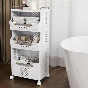 3-слойная Пластиковая Складная детская книжная полка с колесами - Product Image 5