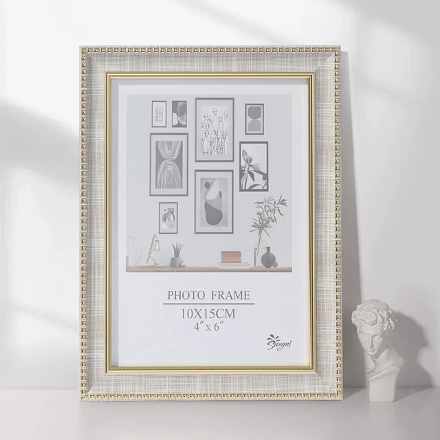 Modern Wholesale Custom in Stock White Table Standing Gold Plastic MDF Picture Frames for Pictures Mouldings