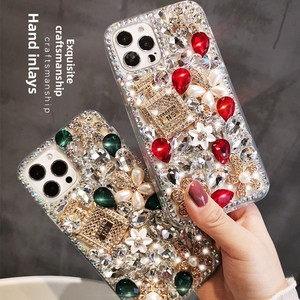 Sang Trọng Bảo Vệ Cho Iphone 14 13 15 Pro Trường Hợp Điện Thoại 16 Pro Đầy Đủ Kim Cương Nước Hoa Chai Khảm Thạch Tương Thích - Product Image 2