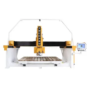 TechPro 3000*2000mm 5 axis bridge saw stone cutting machine with CCD camera for kitchen granite countertop