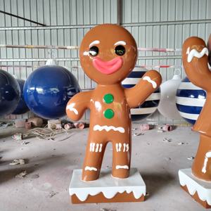 Grande sculpture <span class=keywords><strong>de</strong></span> Noël en fibre <span class=keywords><strong>de</strong></span> verre en forme d'homme en pain d'épices pour extérieur, statue personnalisée, ornement, décoration <span class=keywords><strong>de</strong></span> jardin, centre commercial, événements - Product Image 6