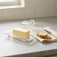 Beurrier en verre minimaliste nordique avec couvercle - Récipient à beurre rectangulaire transparent en borosilicate pour cuisine moderne