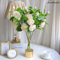 Bouquet de fleurs artificielles en soie Camélia et Gardenia à tige unique, inspiré du style nordique et d'Instagram, décoration écologique pour mariage et printemps