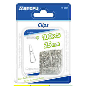 Mengfu M-0131 Graffette Triangolari Nichelate da 25mm, Confezione da 100 Pezzi, Fermagli Metallici per Ufficio e Scuola - Product Image 1