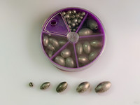 Boîte en plastique violet emballage plomb fendu tir olive plomb accessoire de matériel de pêche