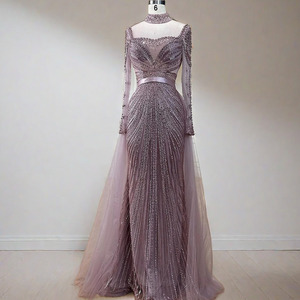 Váy dạ hội Dubai sang trọng kiểu nàng tiên cá với lớp váy ngoài có thể tháo rời, dành cho phụ nữ Ả Rập, dự tiệc cưới, trang phục dạ hội, mã SCZ008-1 - Product Image 6