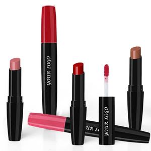Machen Sie Ihr Markenlogo Hohe Pigmente Vegan Langlebig Wasserdicht Dual-Ended 2 in 1 Matte Lipstick Glossy Lip gloss - Product Image 4