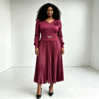 Robe plissée Miyake pour femme, taille plus, style africain, avec broche florale 3D et taille festonnée, longueur cheville, collection automne 2026