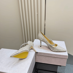 Zapatos de Tacón Alto Jimmy de Alta Calidad, Fáciles de Limpiar y Mantener, con Parte Superior Brillante de Diamantes, Adecuados para Diversas Ocasiones - Product Image 6