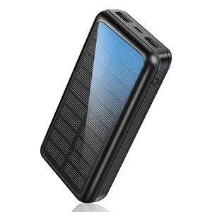 Free sample new technology products 2024 OEM logo ODM portable large capacity 30000mah dual USB with LED light solar power bank