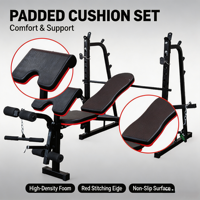 Banc de musculation portable multifonctionnel avec cadre en acier soudé renforcé, coussin rembourré, inclinaison réglable, banc plat