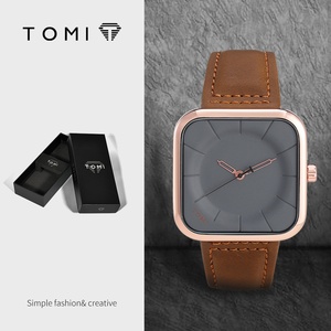 <span class=keywords><strong>Montre</strong></span> à quartz pour <span class=keywords><strong>homme</strong></span> TOMI, écologique, minimaliste, boîtier carré en acrylique, simple, tendance, bracelet en <span class=keywords><strong>cuir</strong></span> - Product Image 4