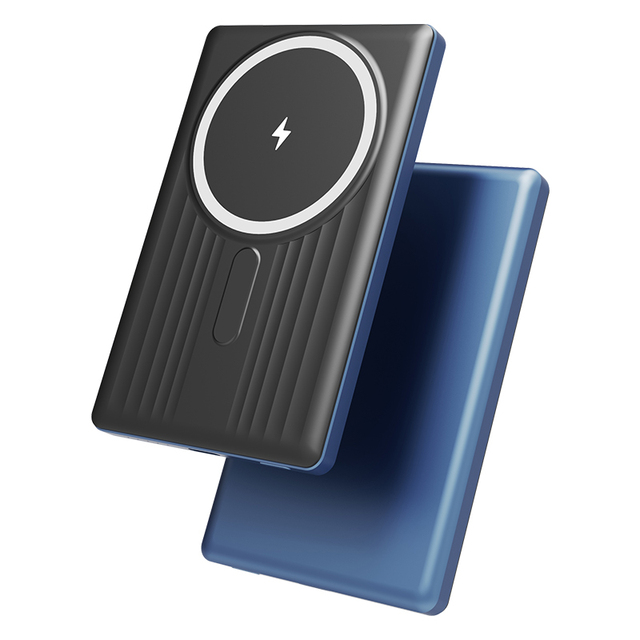 Trending Thin Model New Design Aluminum Alloy Shell Magnetic Wireless Power Bank 5000mAh Portable Supply Powerbank