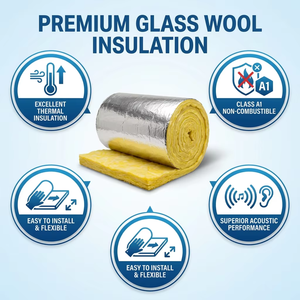 <span class=keywords><strong>Rouleau</strong></span> d'<span class=keywords><strong>isolation</strong></span> en laine de verre insonorisante et thermique non inflammable classe A1, épaisseur 25 mm 50 mm, réduction du bruit de 10 dB avec emballage OEM - Product Image 4