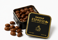 Bonbons au café expresso OEM en boîte métallique, bonbons durs à croquer aux grains de café, bonbons énergétiques rafraîchissants au café pour le bureau
