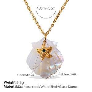 Collier en acier inoxydable style plage océanique avec étoile de mer, hippocampe et petits animaux, coquillage blanc, bijoux DIY pour femme - Product Image 4