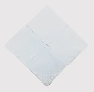 FUBU Most Popular Plain White Hankys 100% Pure Cotton Fabric Water Soluble Edge Hankderchief Soft And Smooth Feeling