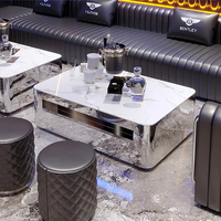 Nouveauté, meubles de bar élégants, bande lumineuse, ensembles de table basse à LED rougeoyante, table KTV en verre épais, boîtes de nuit en acier inoxydable