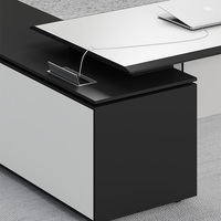Bureau de direction en bois de luxe sur mesure d'usine, table de bureau bicolore, armoire latérale mobile, rails de tiroir silencieux, ergonomique