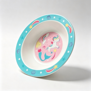 Tazón Infantil de Melamina con Estampado de Sirena y <span class=keywords><strong>Unicornio</strong></span>, Borde Ancho Antideslizante, Tazón de Alimentación para Niños Pequeños, para la Comida Diaria - Product Image 4