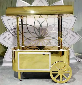 Oro Lucido Unico di Legno Acrilico Da Dessert Carrello Display Candy Carrello Per La Vendita