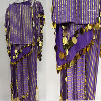 Costume de danse du ventre égyptien Saidi pour femme 2026, ensemble 3 pièces, robe de danse folklorique Baladi brillante avec bandeau et ceinture pour Halloween