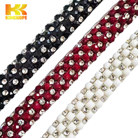 Bande de strass thermocollante 8,0 mm à 4 rangées, noir, blanc, rouge, pour chaussures, trois couleurs, diamants étincelants, largeur et longueur personnalisables
