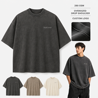 T-shirts à épaules tombantes épais, coupe oversize, en coton 280 GSM, effet délavé, vierges, personnalisables avec logo, vêtements streetwear, OEM