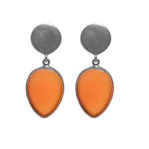 Véritable pierre précieuse cornaline en forme de poire solide. Boucles d'oreilles pendantes en argent sterling 925 plaqué or Bijoux en gros CASA DE PLATA - Product Image 4