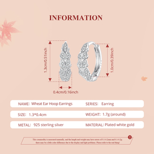 Pendientes de aro de espiga de <span class=keywords><strong>trigo</strong></span> Brillante De plata de ley 925 aros de espiga de <span class=keywords><strong>trigo</strong></span> brillantes de moda fina - Product Image 2