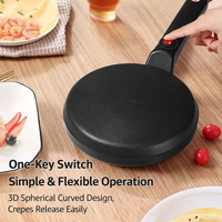 Crêpière électrique compacte antiadhésive à plaque incurvée et à poignée longue, facile à démouler, pour la cuisine domestique