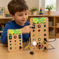 Tableau de contrôle interactif en bois avec interrupteur USB LED, jouet éducatif sensoriel Montessori pour développer la dextérité manuelle des tout-petits et des enfants